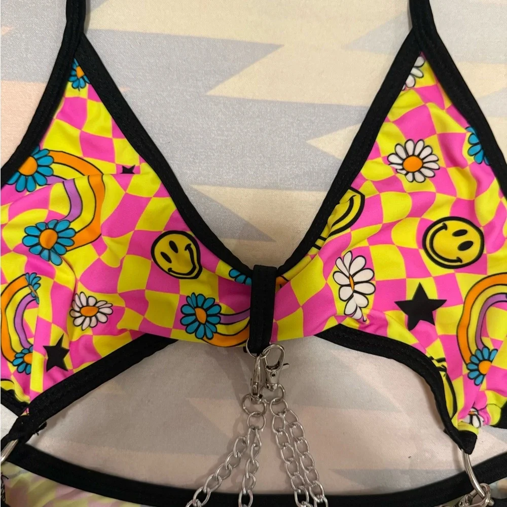IHeartRaves x Rolita Couture Smiley Face Rave Bodysuit - Picture 4 of 7